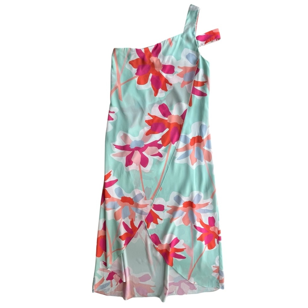 Crosby By Mollie Burch Women’s‎ 6 Alexia Aqua Wildflower Asymmetrical Maxi Dress